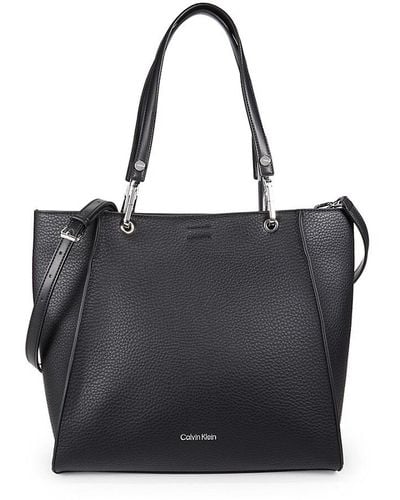 Calvin Klein Garnet Leather Tote - Black