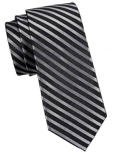 Saks Fifth Avenue Striped Silk Tie - Black