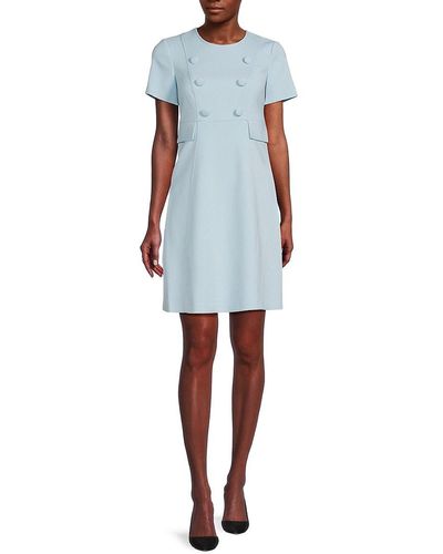 Eliza J A Line Shirt Dress - Blue