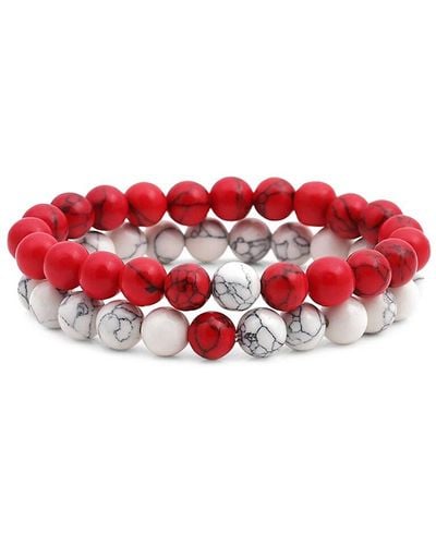 Eye Candy LA 2-piece Beaded Bracelet Set - Red