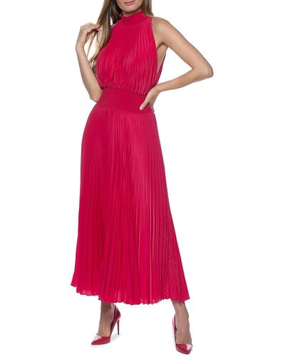 Marina Pleated Blouson Midi Dress - Pink