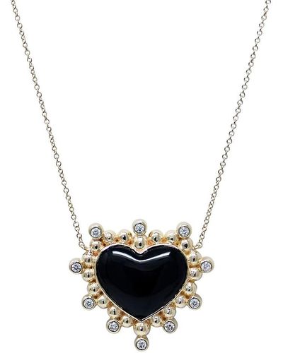 Anzie 14k Yellow Gold, Black Onyx & Diamond Heart Pendant Necklace - White