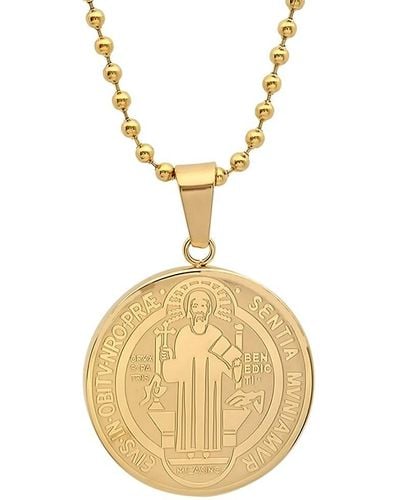 Anthony Jacobs 18k Goldplated Stainless Steel Religious Coin Pendant Necklace - Metallic
