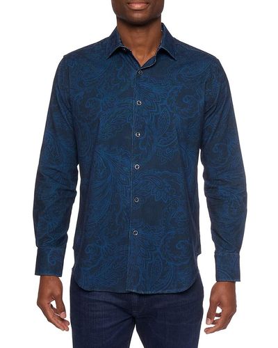 Robert Graham Tarvos Paisley Woven Shirt - Blue
