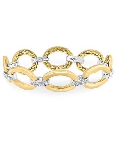 Effy 14k Two Tone Gold & 0.87 Tcw Diamond Link Bracelet - Metallic