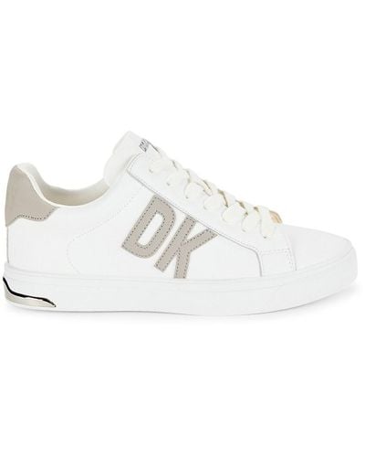 DKNY Abeni Logo Leather Sneakers - White