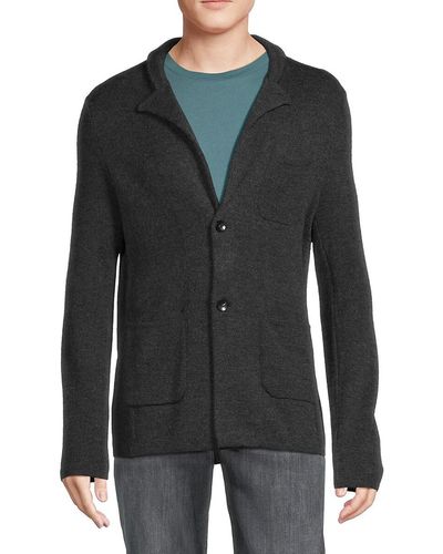 Saks Fifth Avenue Saks Fifth Avenue Merino Wool Blend Sweater Blazer - Black