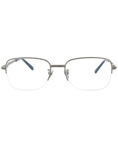 Brioni 57Mm Rectangle Half Rim Eyeglasses - Black