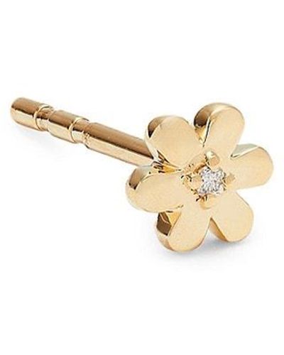 EF Collection Core 14k Yellow Gold & 0.005 Tcw Diamond Baby Single Daisy Stud Earring - White