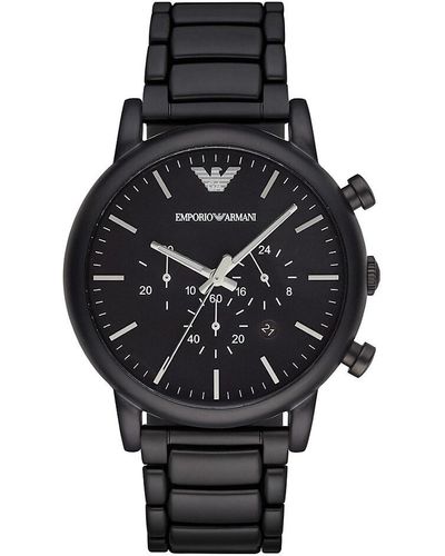 Emporio Armani Black-finished Stainless Steel Chronograph Link Bracelet Watch