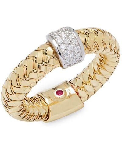 Roberto Coin Primavera Diamond & 18k Woven Gold Ring - Metallic