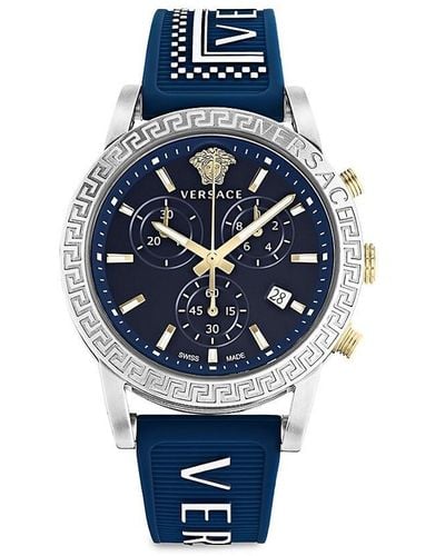Versace Sport Tech 40Mm Stainless Steel & Silicone Chronograph Watch - Blue