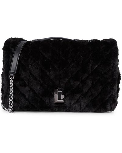 Karl Lagerfeld Extra Large Lafayette Faux Fur Crossbody Bag - Black