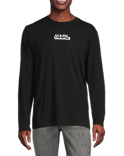 Karl Lagerfeld Long Sleeve Logo T Shirt - Black