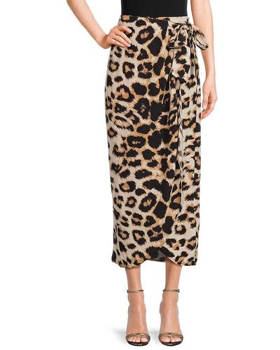 Vero Moda Leopard Wrap Midi Skirt - Multicolor