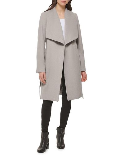 Cole Haan Slick Wrap Wool-blend Coat - Natural