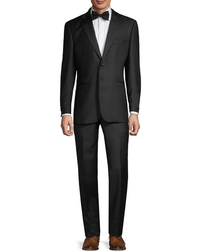Saks Fifth Avenue Men's Classic-fit Notch-lapel Wool Tuxedo - Black - Size 42 R