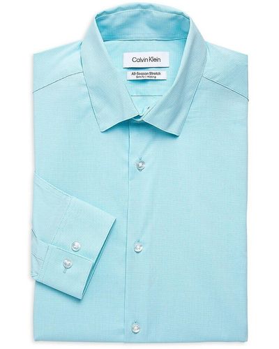 Calvin Klein All-season Stretch Slim Fit Dress Shirt - Blue