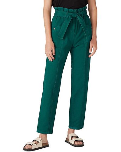 Sea Paperbag Belted Jeans - Green