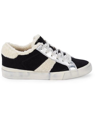 Marc Fisher Mello Faux Fur-trim Sneakers - Black