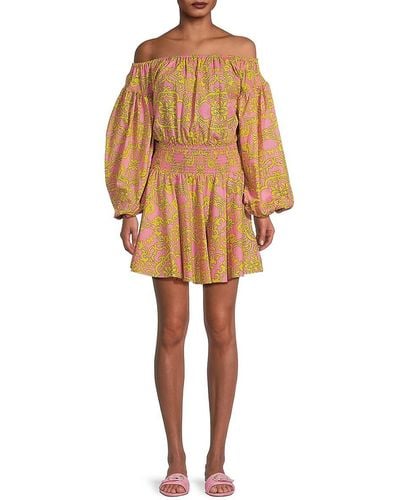 MISA Los Angles Jordana Off Shoulder Mini Dress - Yellow