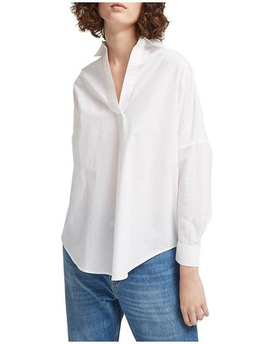 French Connection Women's Rhodes Oversized Poplin Cotton Top - Indigo - Size S - White
