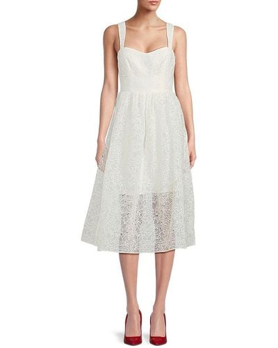 French Connection Sweetheart Lace Midi Dress - Grey