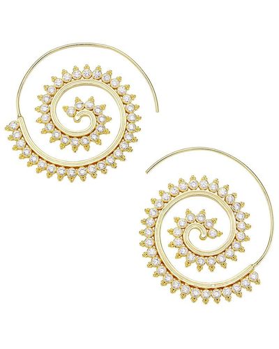 Shashi Arushi 14k Gold Plated Cubic Zirconia Spiral Hoop Earrings - Metallic