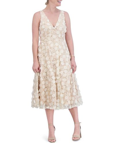 Eliza J Floral Sequin Midi Dress - Natural