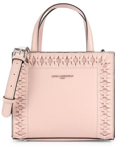 Karl Lagerfeld Nouveau Leather Crossbody Bag - Pink