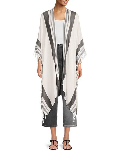 Saks Fifth Avenue Saks Fifth Avenue Striped Ruana - Gray