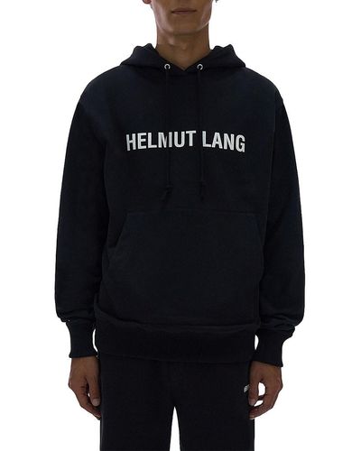 Helmut Lang Core Logo Drawstring Hoodie - Blue