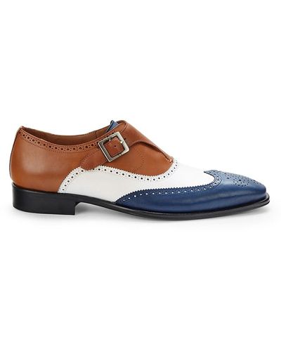 Mezlan Colorblock Monk-strap Shoes - Blue