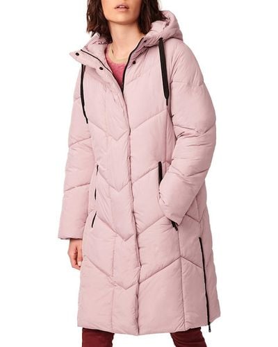 Bernardo Chevron Pattern Longline Puffer Jacket - Pink