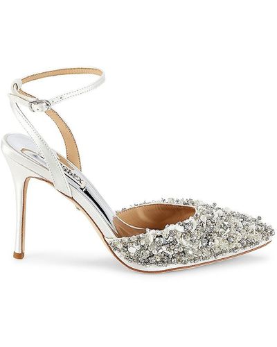 Badgley Mischka Nicolitie Embellished Ankle Strap Court Shoes - Metallic