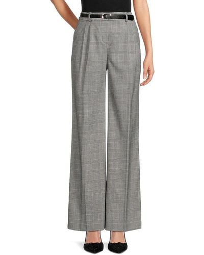 Calvin Klein Plaid Straight Trousers - Grey