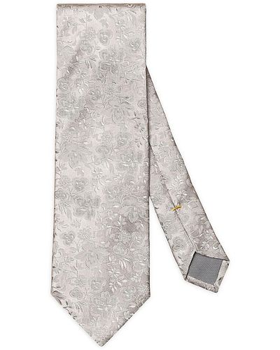 Eton Floral Silk Jacquard Tie - White