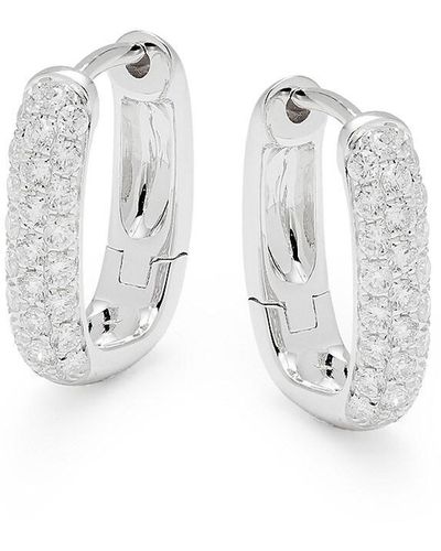 Saks Fifth Avenue 14k White Gold & 0.46 Tcw Diamond Hoop Earrings