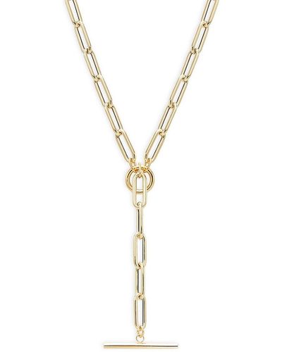 Saks Fifth Avenue Saks Fifth Avenue 14k Yellow Gold Paperclip Chain Y Necklace - Metallic