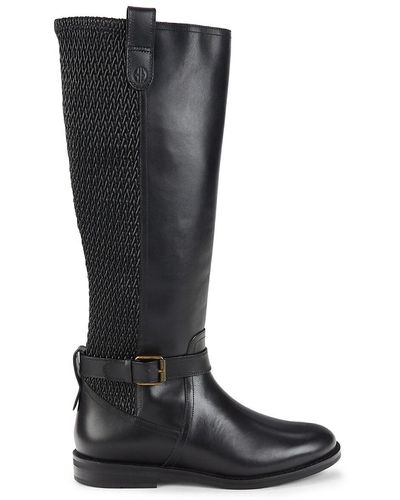 Cole Haan Belted Leather Knee High Boots - Black