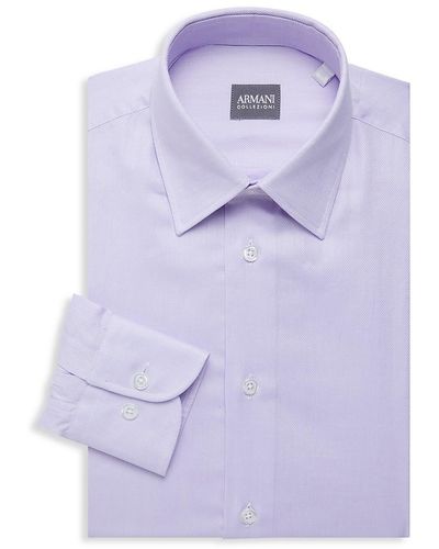 Armani Slim Fit Patterned Dress Shirt - Purple