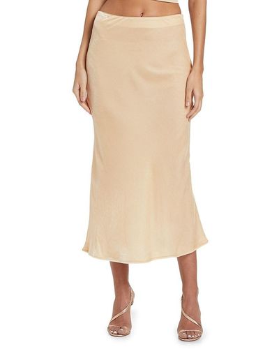 Susana Monaco Velvet Silk Blend Midi Skirt - Natural