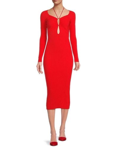 Solid & Striped The Lisa Midi Bodycon Dress - Red