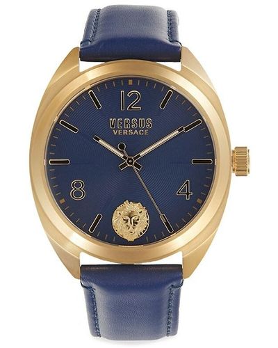 Versus 44Mm Stainless Steel & Leather Strap Watch - Blue