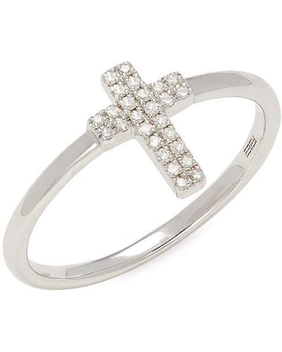 Effy Sterling Silver & 0.07 Tcw Diamond Cross Ring - White