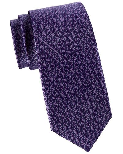 Brioni Geometric Silk Tie - Purple