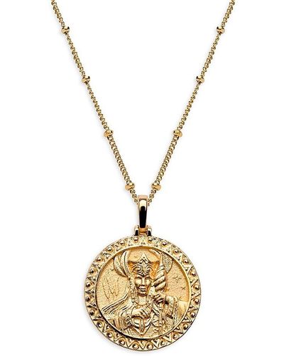 Awe Inspired 14k Goldcoated Sterling Silver Frigg Pendant Necklace - Metallic