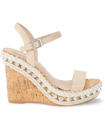 Charles David Hyphen Embellished Espadrille Wedge Sandals - Natural