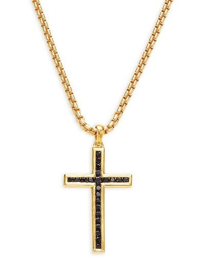 Effy 14k Goldplated Sterling Silver & Black Spinel Cross Pendant Necklace