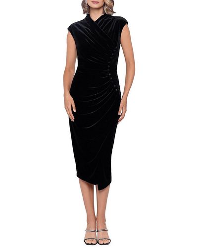 Betsy & Adam Velvet Long Cocktail And Party Dress - Black